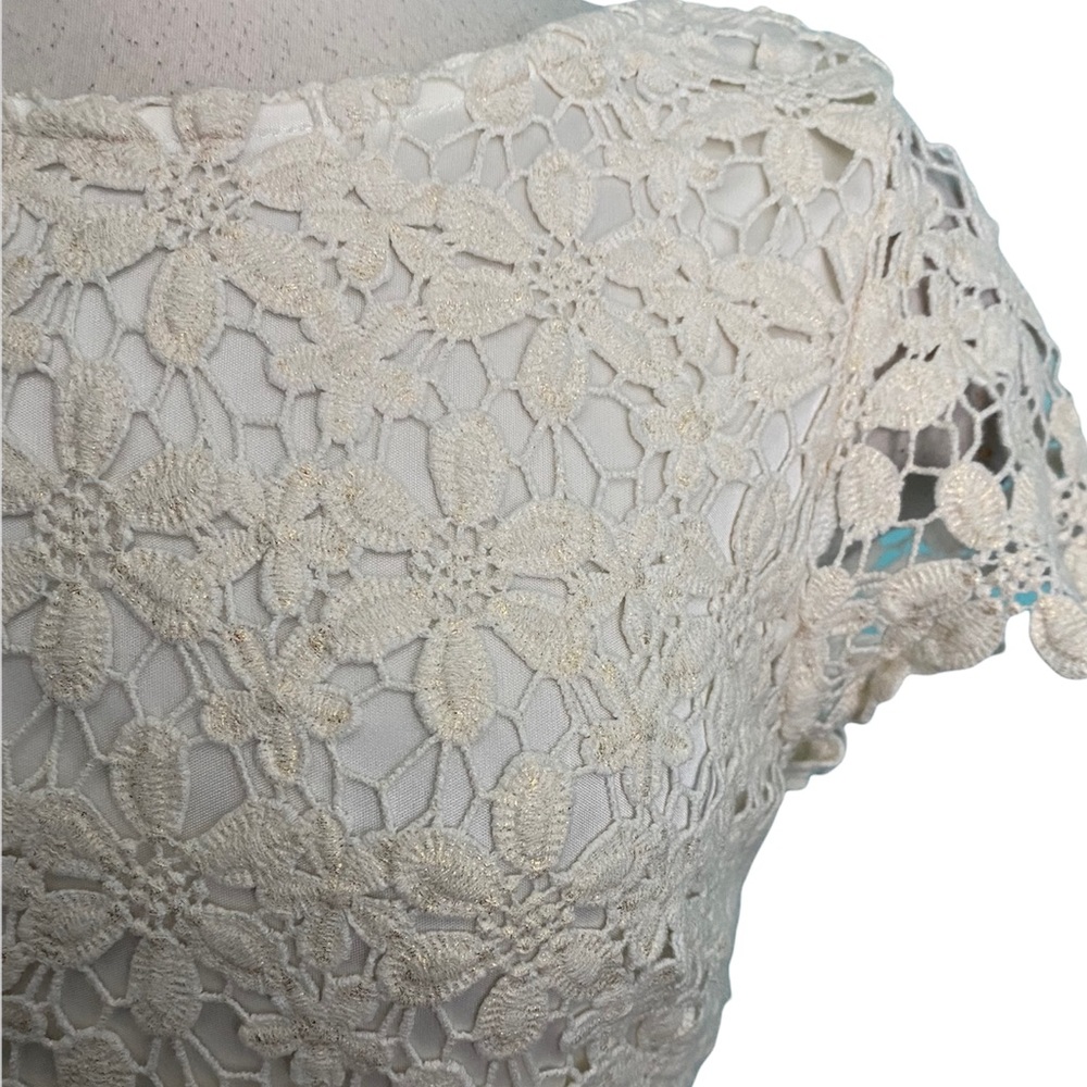 Cache white gold  floral crochet sz-8 - Picture 5 of 8
